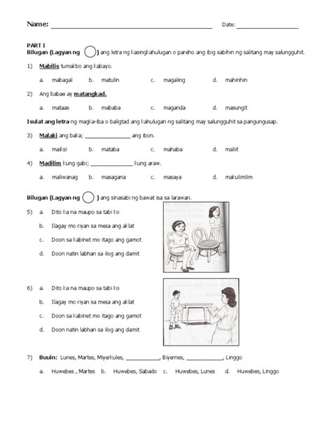 EXAMINATION: Tagalog.